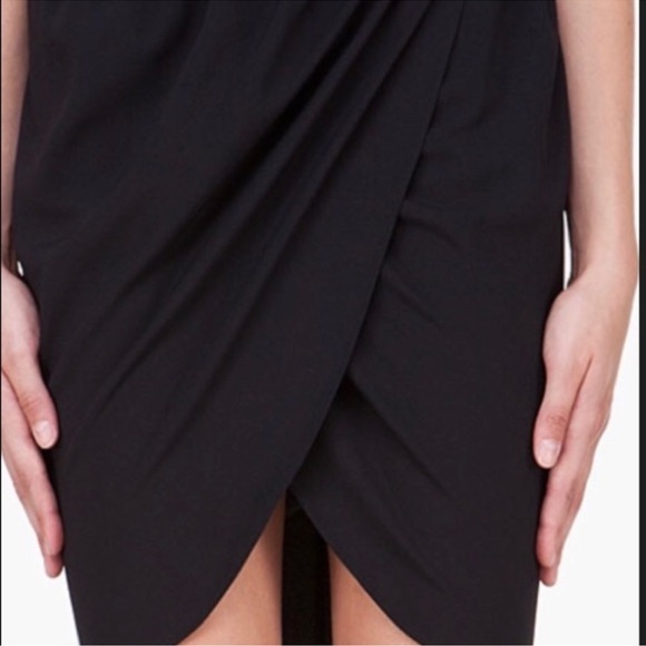 NWT Alice + Olivia Leather Trim Silk Skirt Sz 4 Asymmetrical Classic - Picture 3 of 8